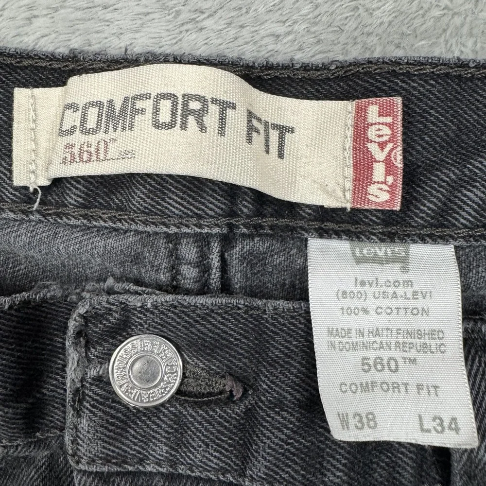 Levis 560 Jeans Mens 38x34 Black Vintage Y2K Comfort Fit Tapered Leg 100% Cotton